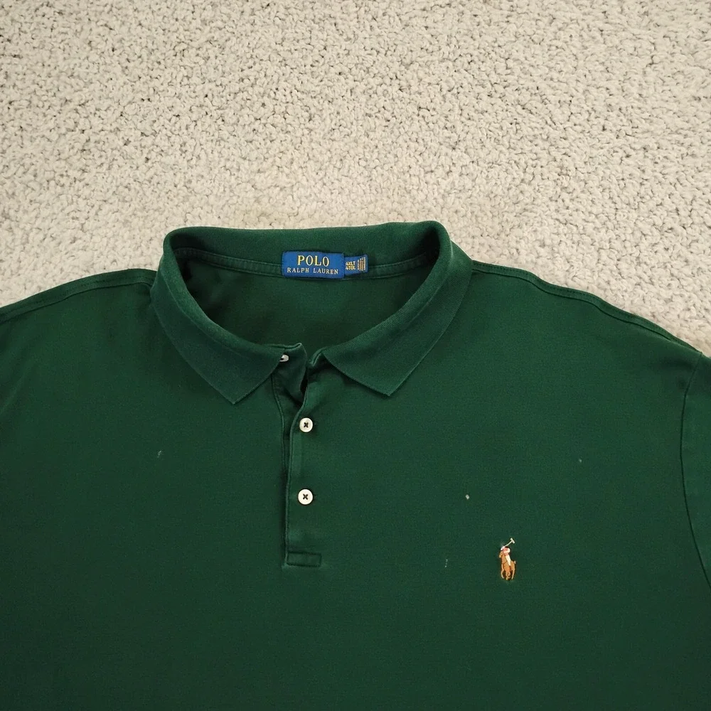 Polo Ralph Lauren Shirt Mens 4XLT Green Flesh Pony Logo Preppy Horse 90s A2